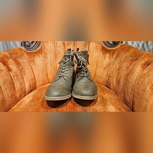 Womens Olive Lace Up Boots